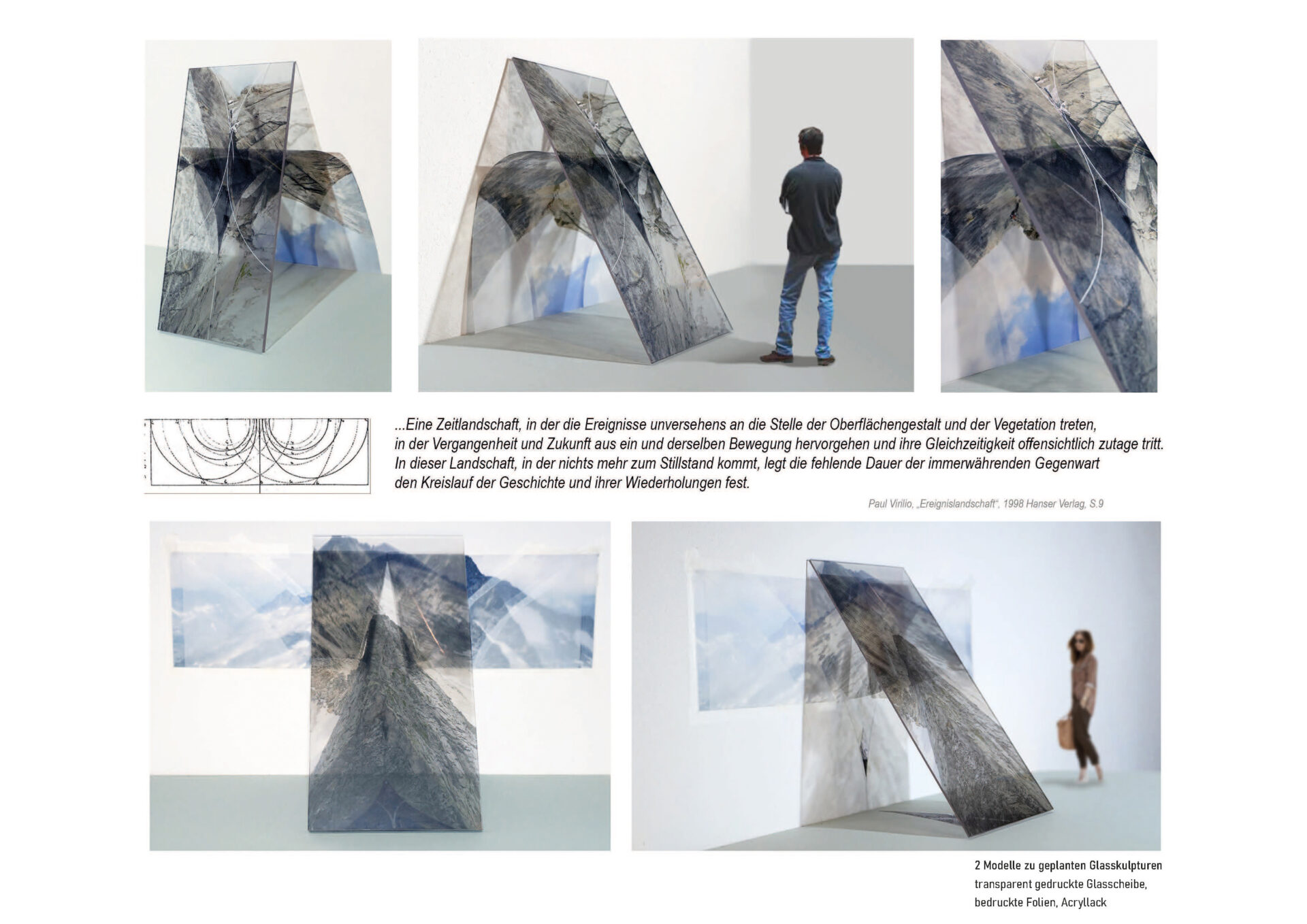 Skizzen von geplanten Glasskulpturen